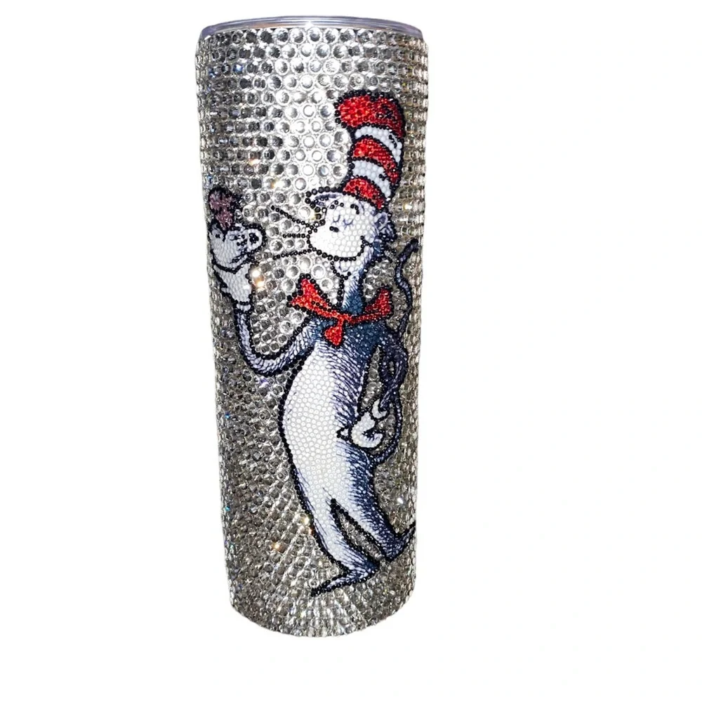 Cat in the hat bedazzled tumblers 20oz